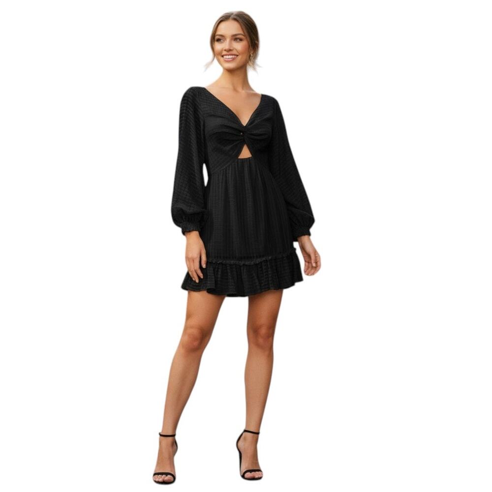Suboo Women's The Crossing Twist Front Cutout Mini Dress, Black, XS